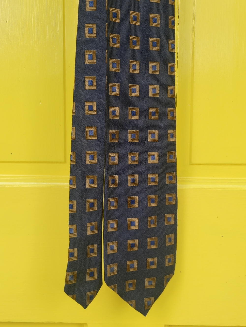 Vintage Mondo di Marco Made in Italy Silk Wool Geometric Tie 3.75” 90s